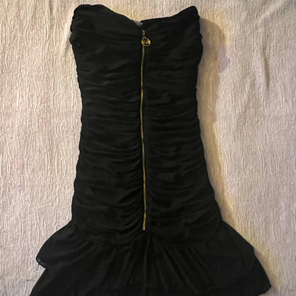 Bebe Strapless Ruched Black Dress